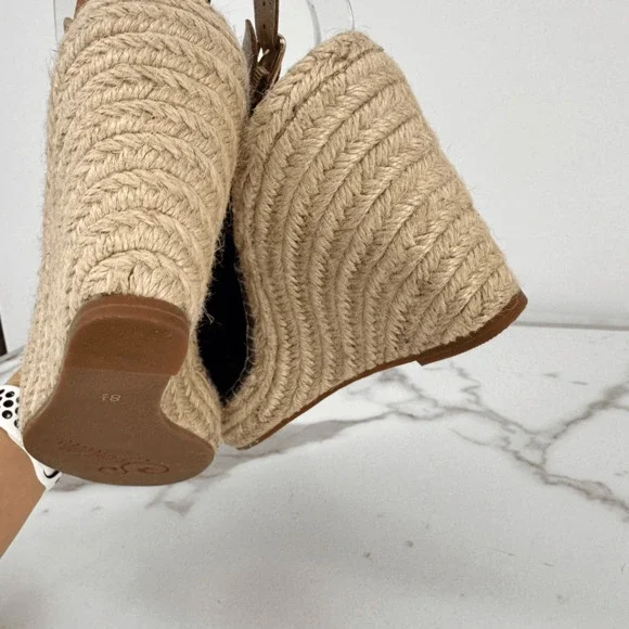 Seychelles Wedges Espadrille Sandals Suede Leather Size 8.5 Navy Blue Coastal Na - Picture 8 of 11